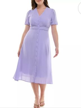 Nanette Lapore Chiffon Button Up Dress  Midi Iris Bliss Size 12 NWT